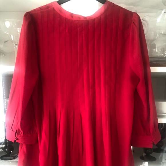 Deep Red Joie Blouse with Pleats and Button Detail - Picture 4 of 5